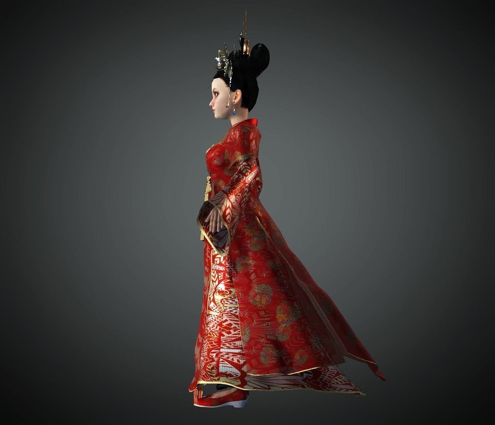 Character Creator - Cartoon Asian Queen Low-poly 3D model_10