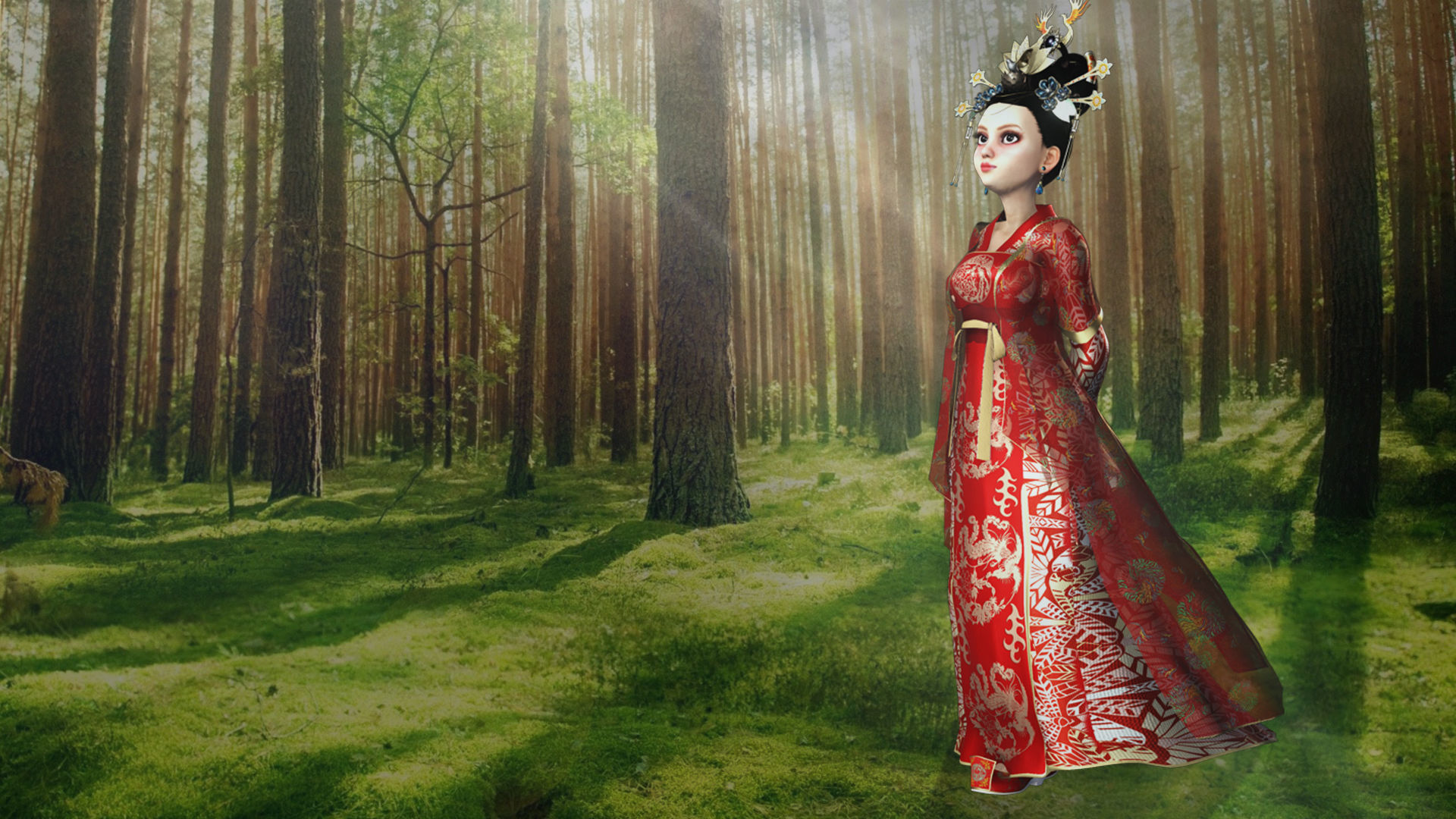 Character Creator - Cartoon Asian Queen Low-poly 3D model_15