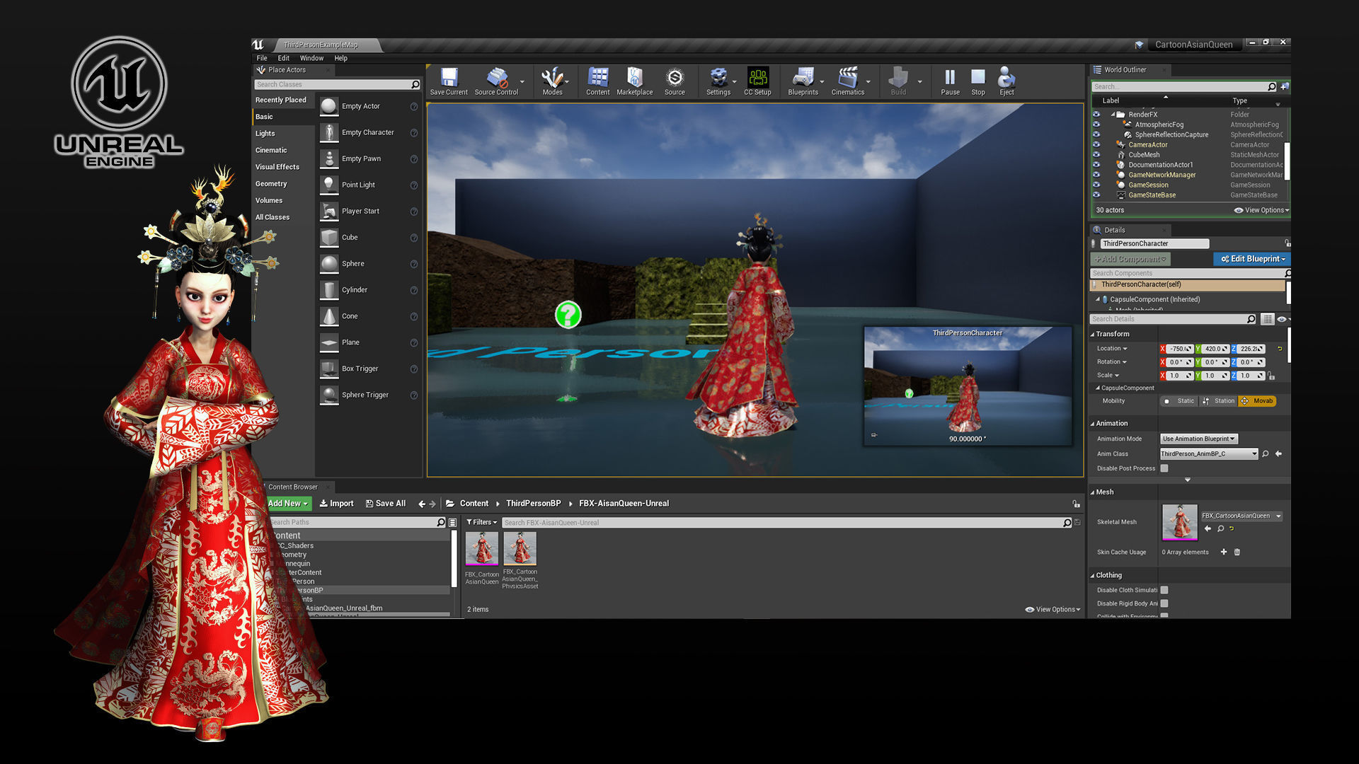 Character Creator - Cartoon Asian Queen Low-poly 3D model_7