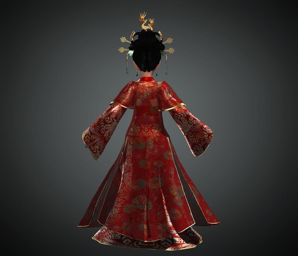 Character Creator - Cartoon Asian Queen Low-poly 3D model_12