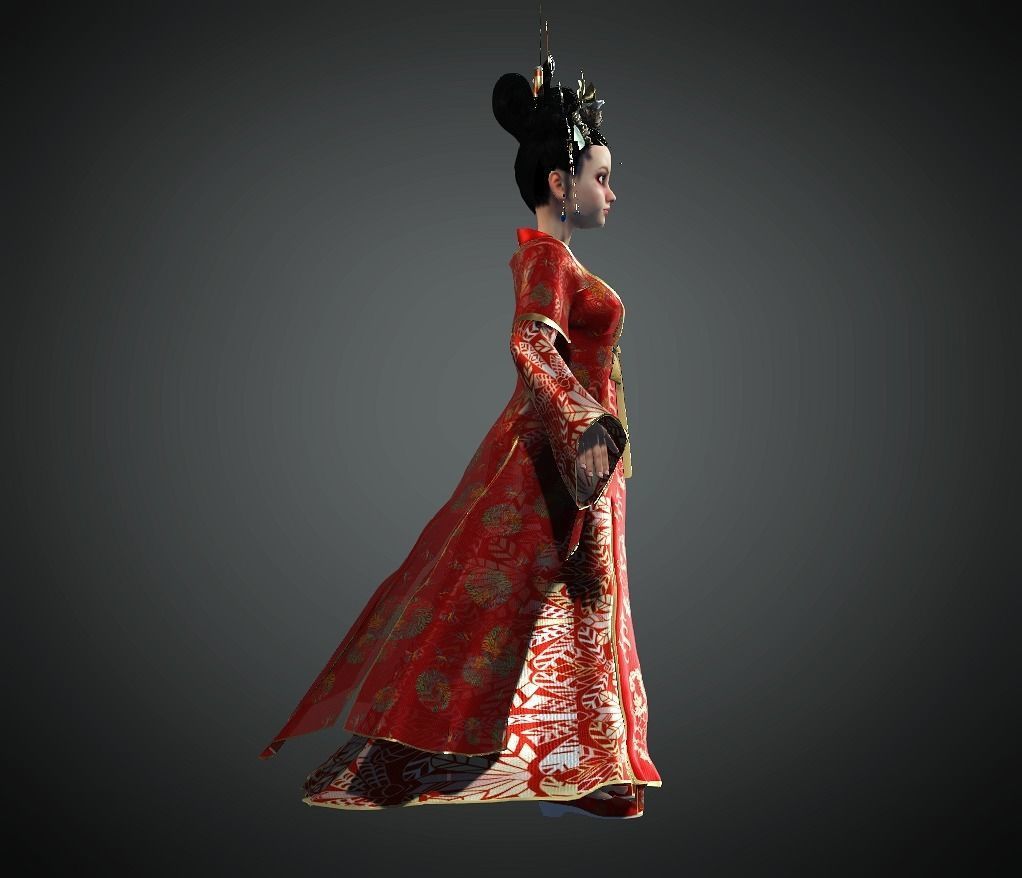 Character Creator - Cartoon Asian Queen Low-poly 3D model_9