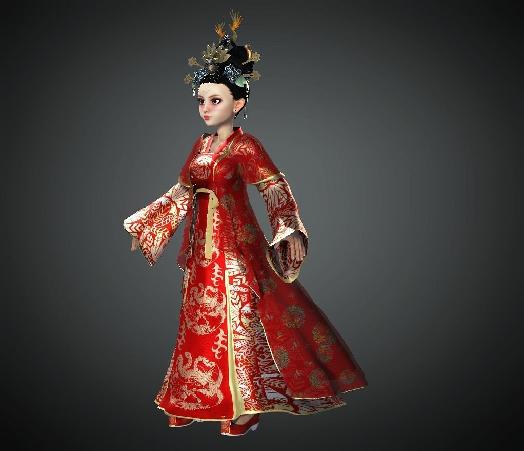 Character Creator - Cartoon Asian Queen Low-poly 3D model_11