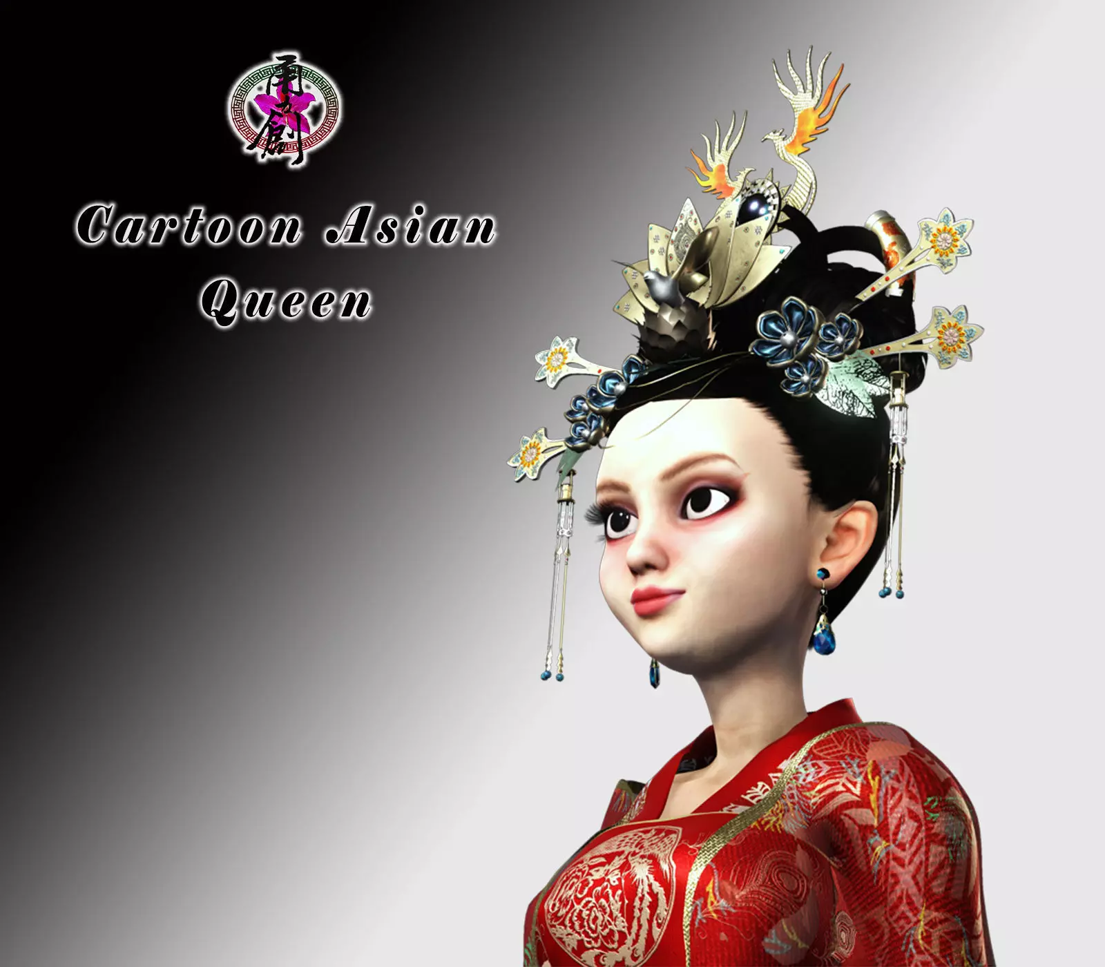 Character Creator - Cartoon Asian Queen Low-poly 3D model_0