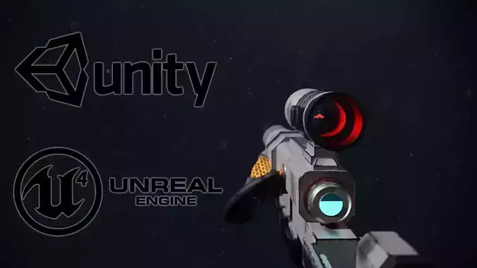 SciFi Rifle Low-poly 3D model