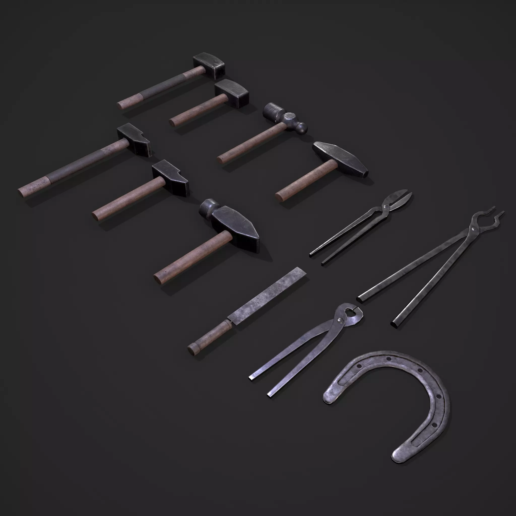 Blacksmith Tools Low-poly 3D model