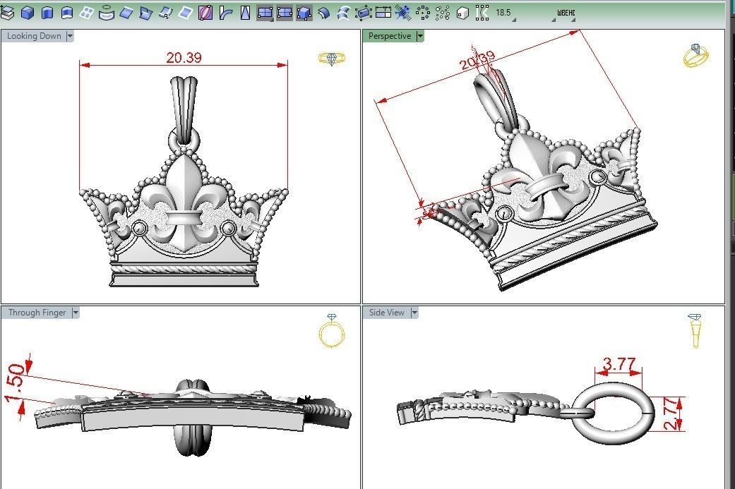 Crown Pendant 3D print model_1