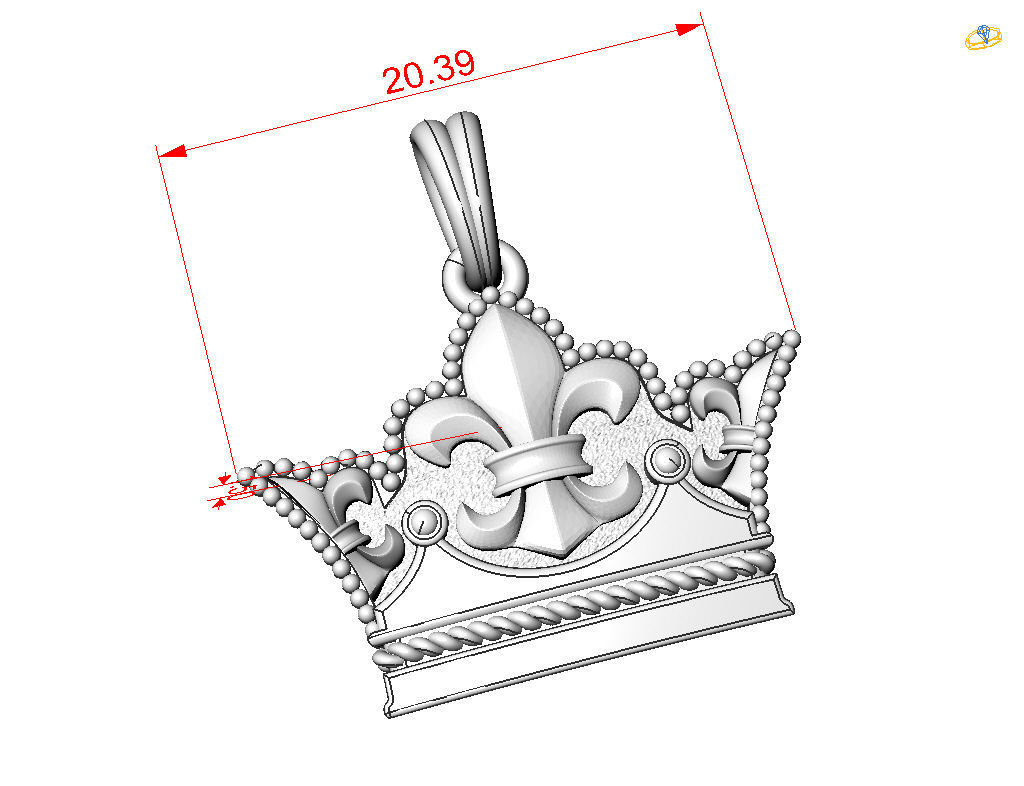 Crown Pendant 3D print model_4
