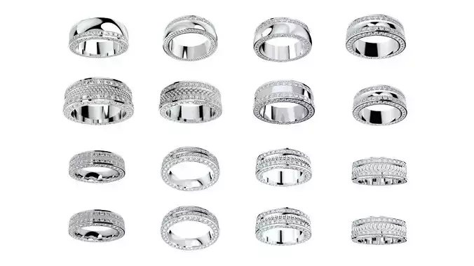 PSJM001CO-Wedding Set Rings For Women And Men CAD Design 3D Model Collection