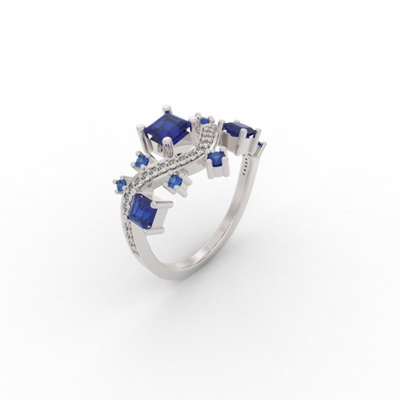 Ring wave and Princess - Jewelry 3D - AN-386 3D print model_12
