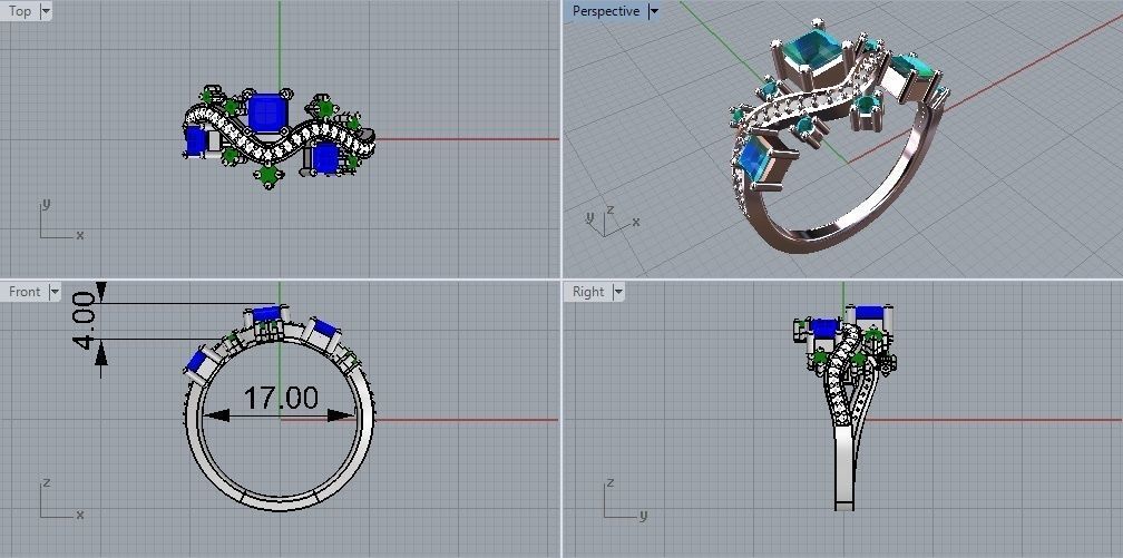 Ring wave and Princess - Jewelry 3D - AN-386 3D print model_2