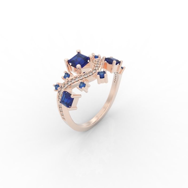 Ring wave and Princess - Jewelry 3D - AN-386 3D print model_11