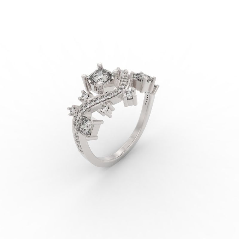 Ring wave and Princess - Jewelry 3D - AN-386 3D print model_14