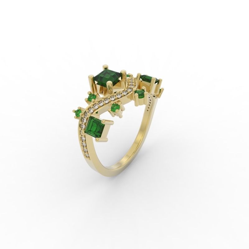 Ring wave and Princess - Jewelry 3D - AN-386 3D print model_5