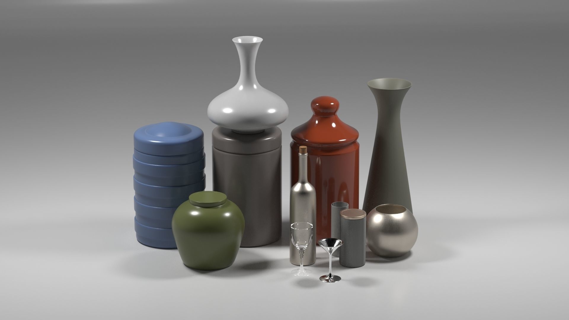 Pots and jars Collection v1 3D model_1