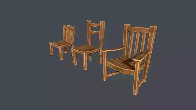 Chairs three wooden