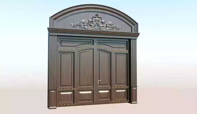 door1 wooden door with ornate details 3D model