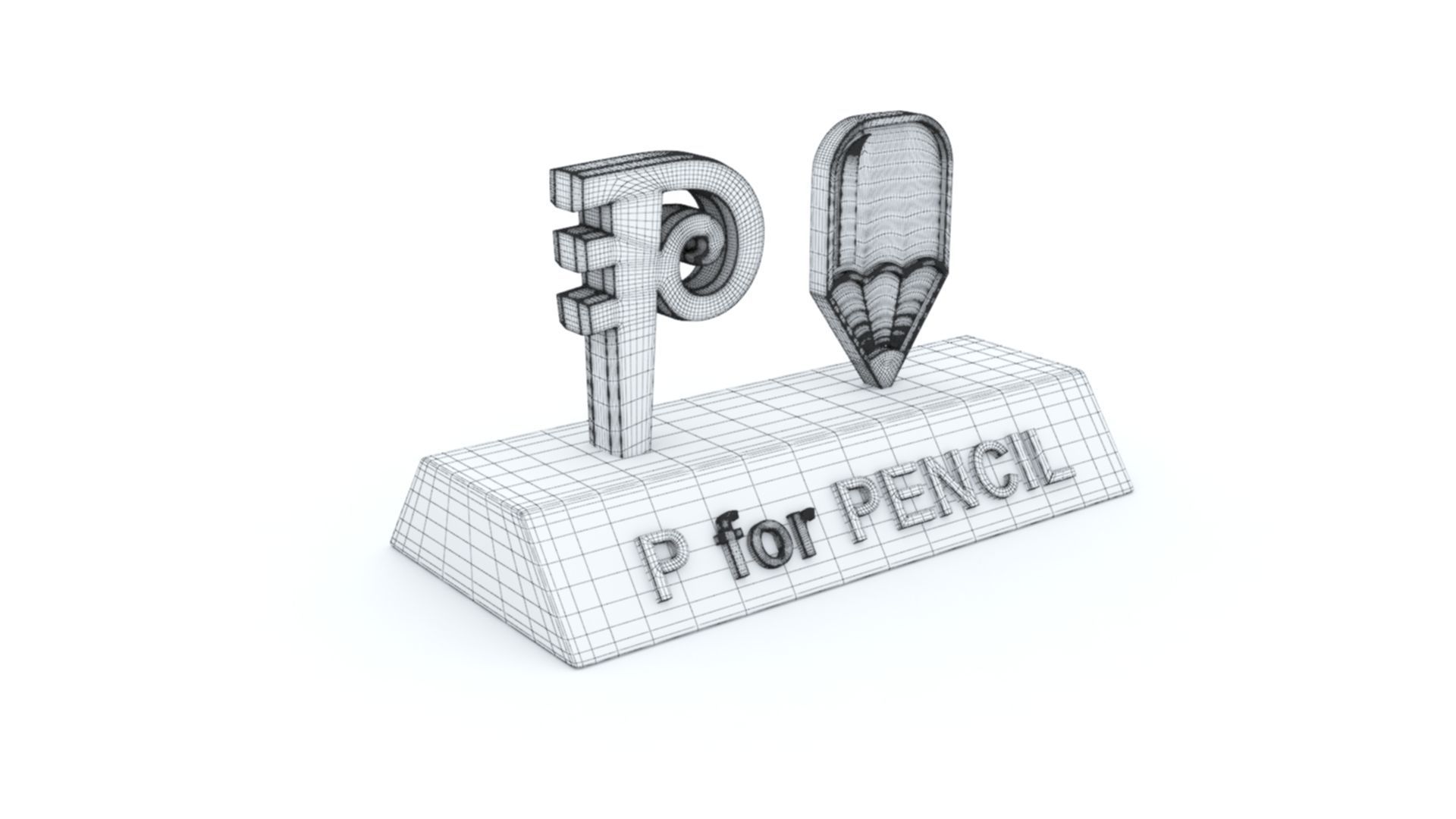 P for Pencil 3D print model_6