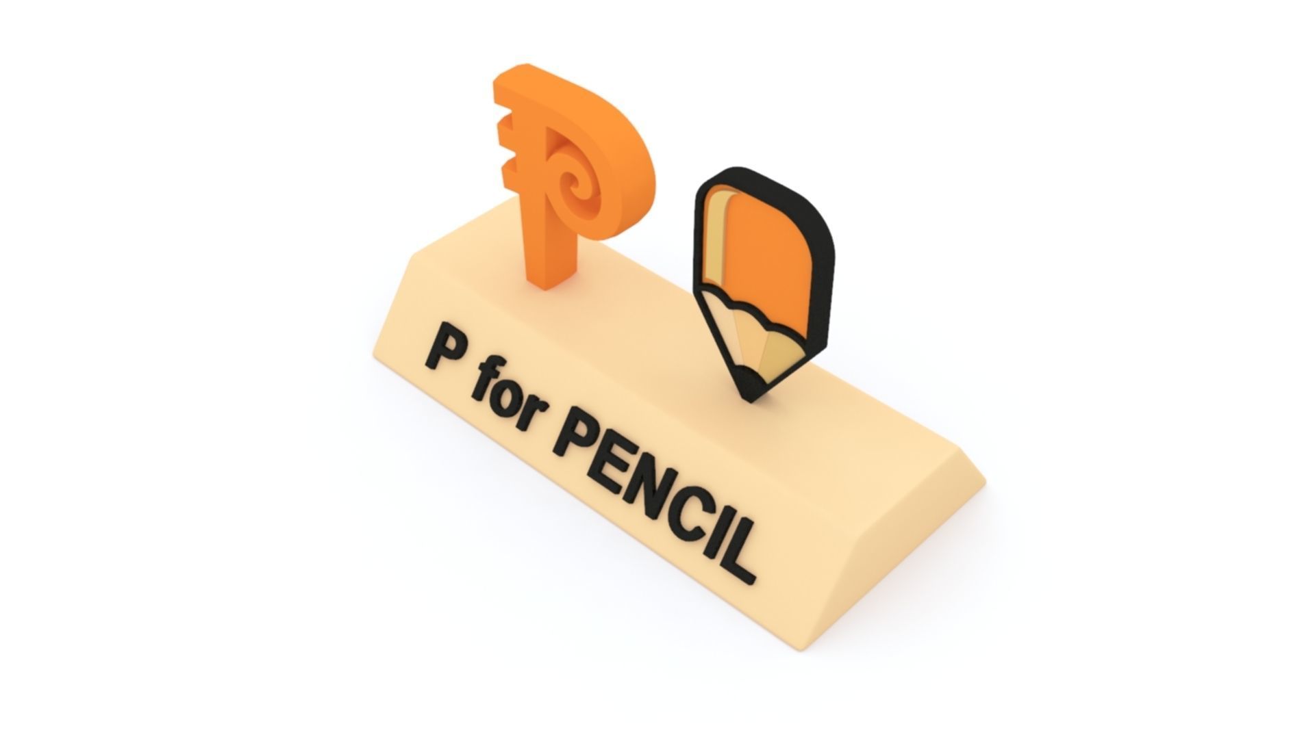 P for Pencil 3D print model_3