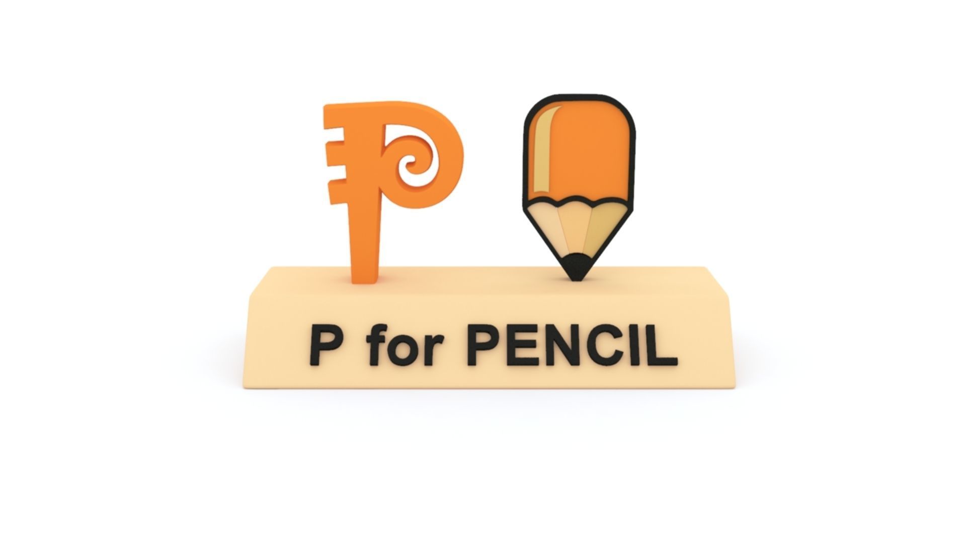 P for Pencil 3D print model_2