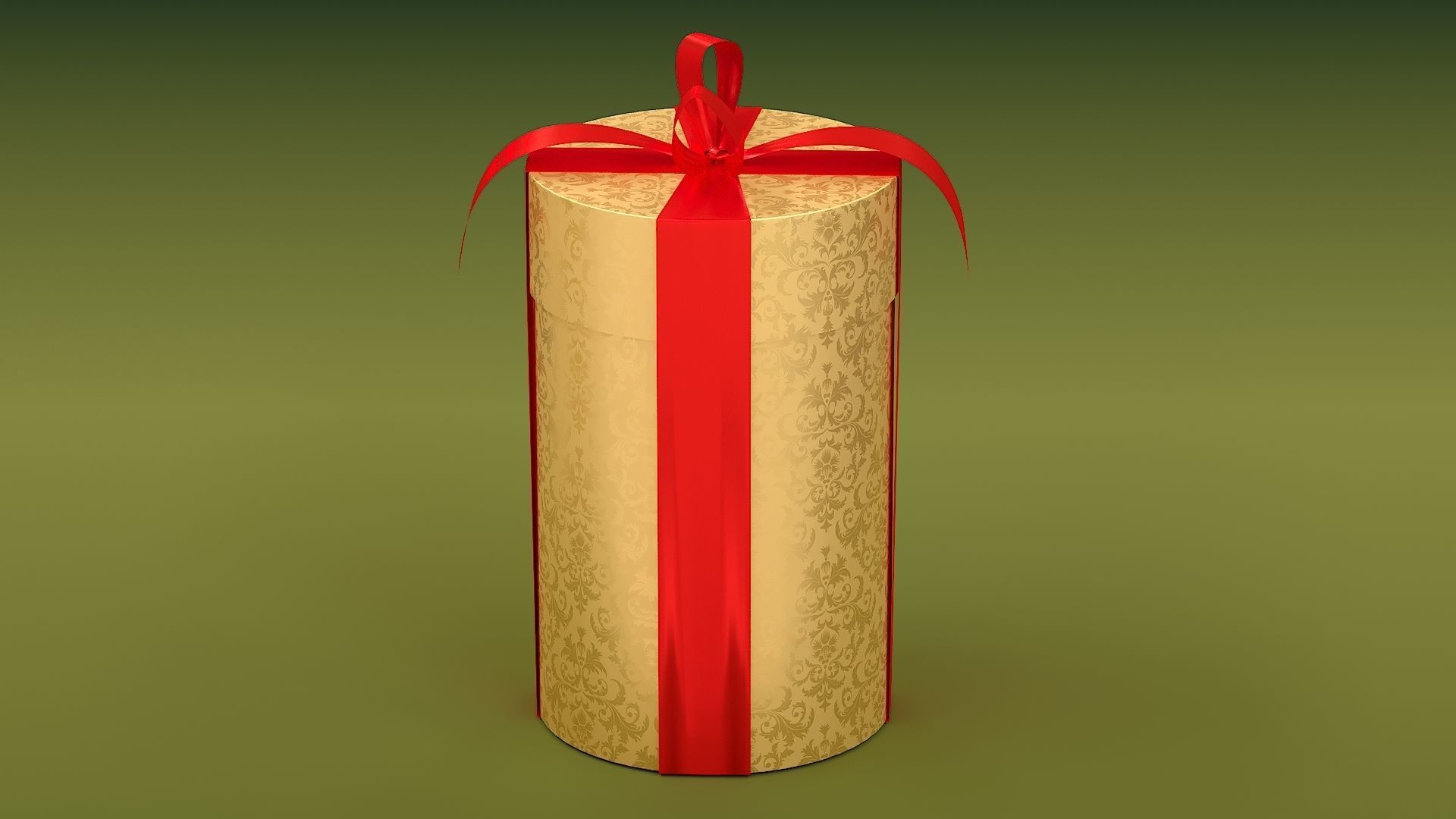 Christmas Set golden gift box 3D model_3