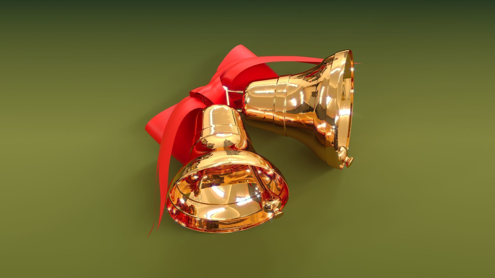 Christmas Set golden gift box 3D model_6