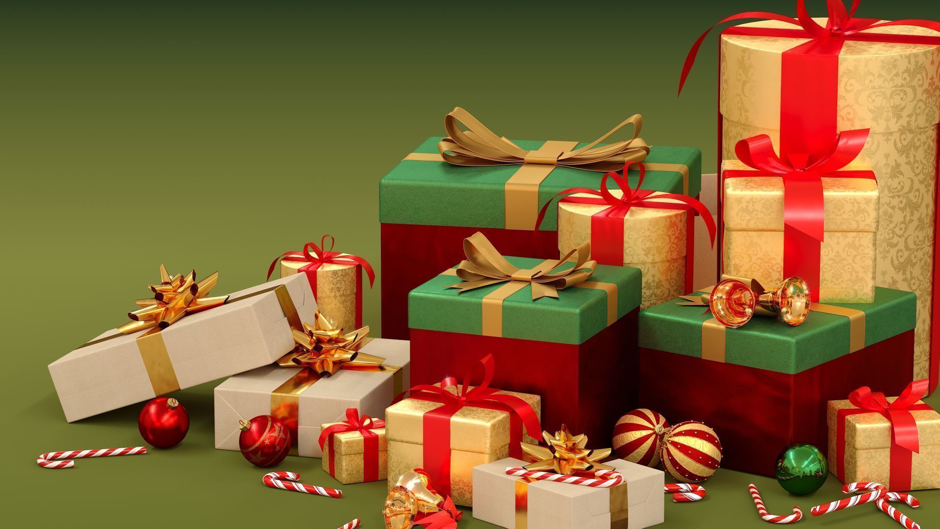 Christmas Set golden gift box 3D model_1