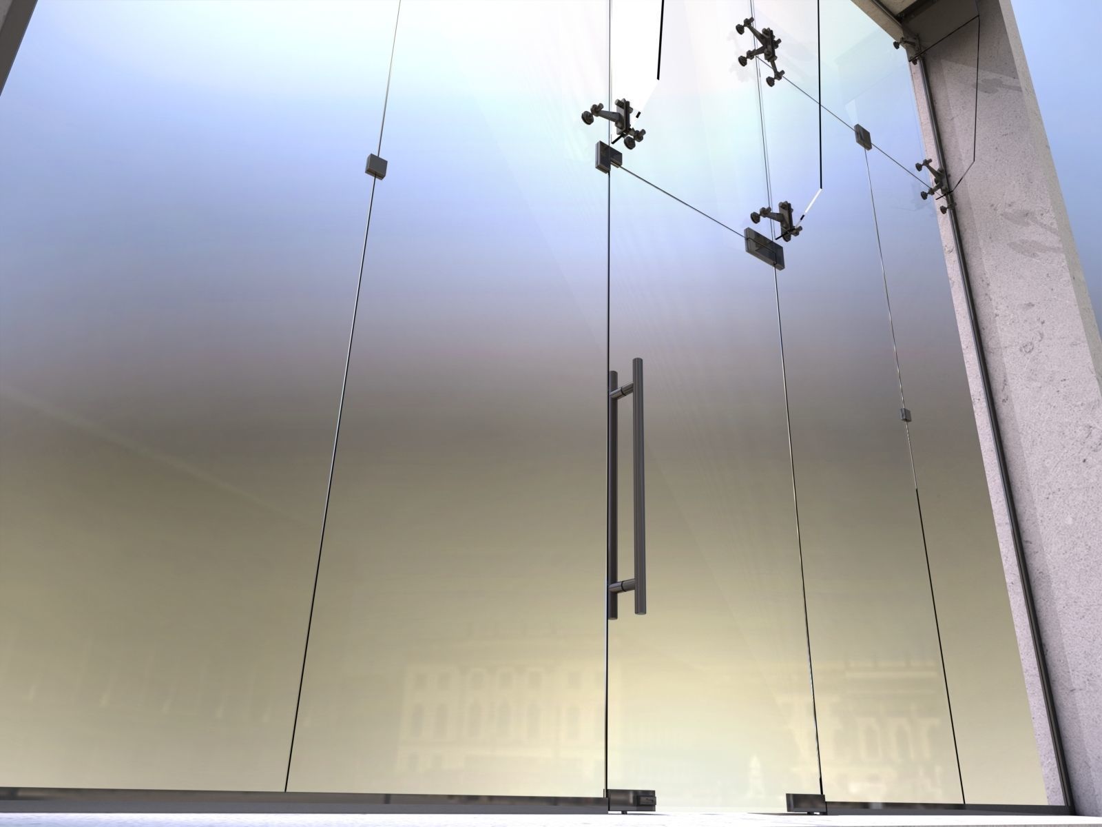 Glass partition with door and lock 3D model_5