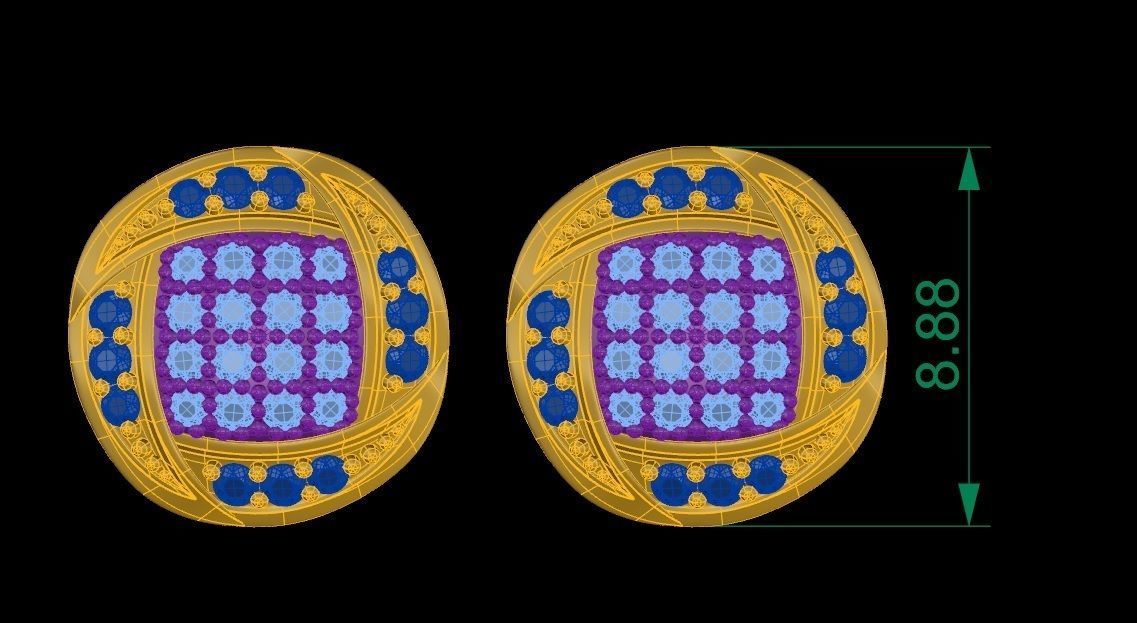 Diamond earrings for woman 3D print model_7