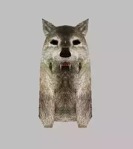 Wolf head helmet Low-poly 3D model