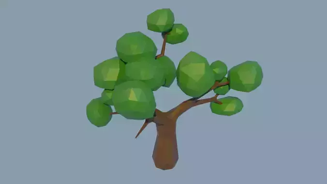 Tree Low-poly 3D model with leaves