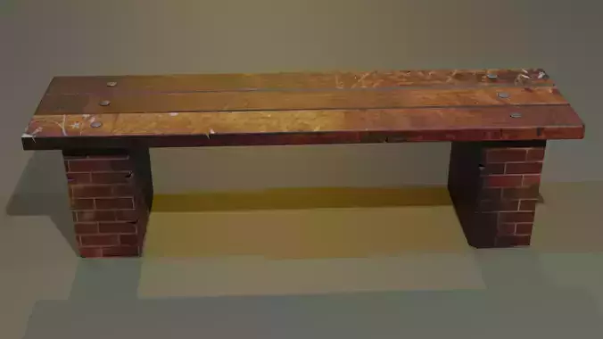 Street bench Low-poly 3D model