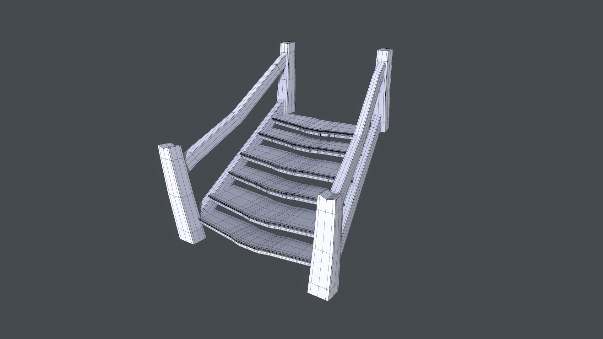House wooden on platform Low-poly 3D model_4
