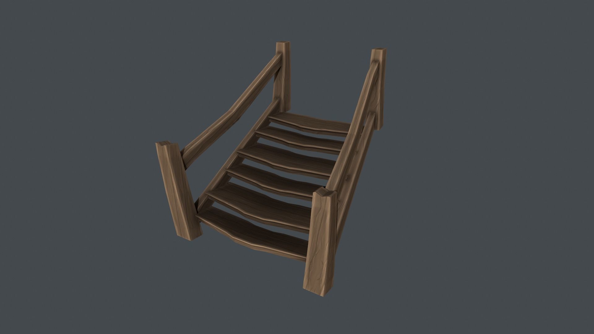 House wooden on platform Low-poly 3D model_3