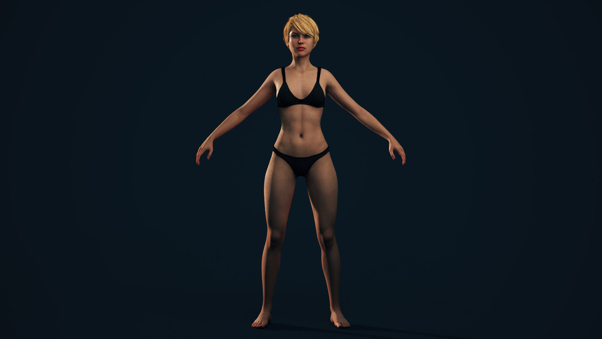 Rigged Female Model with Facial Blend shapes Low-poly 3D model_6