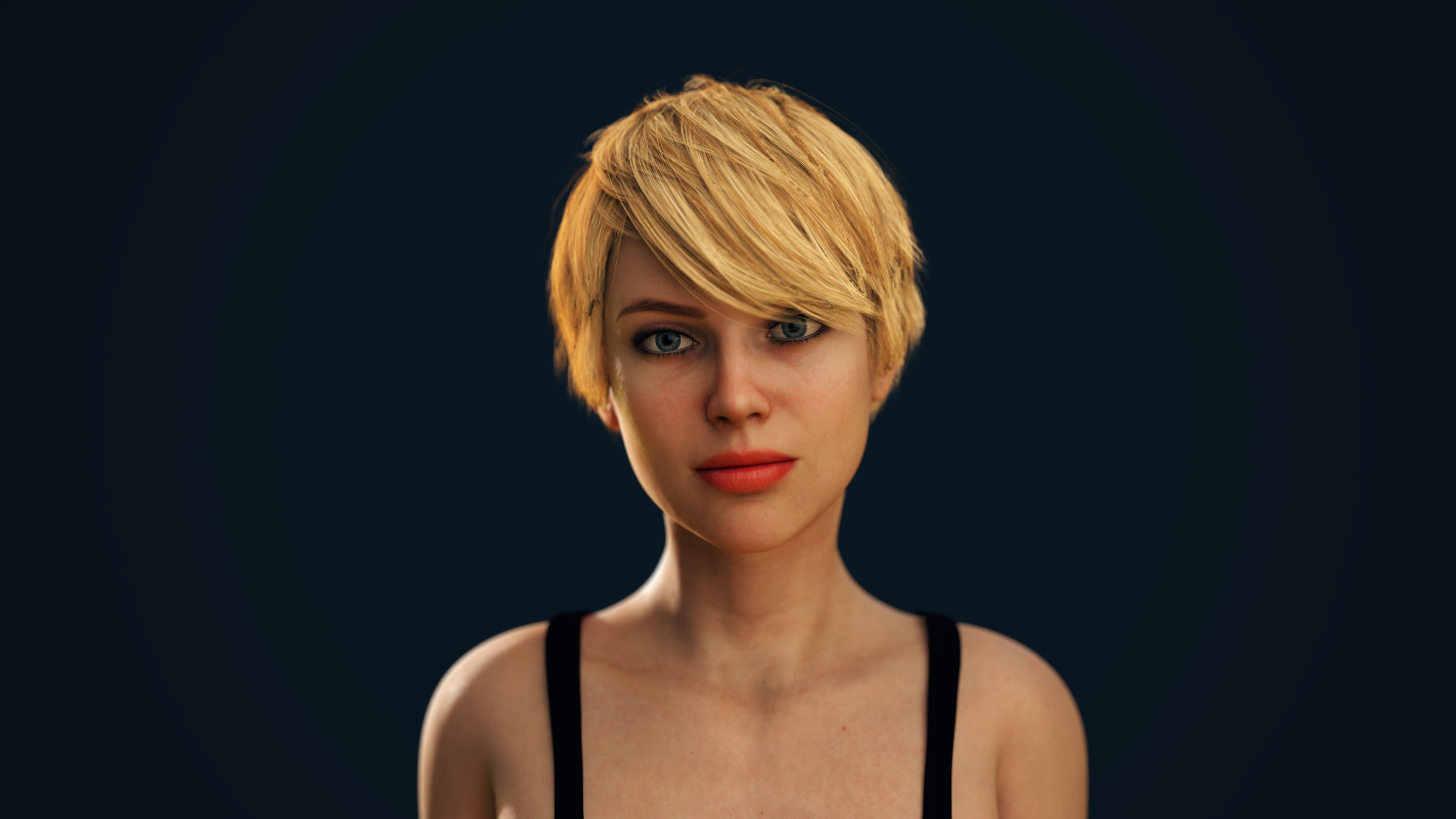 Rigged Female Model with Facial Blend shapes Low-poly 3D model_3