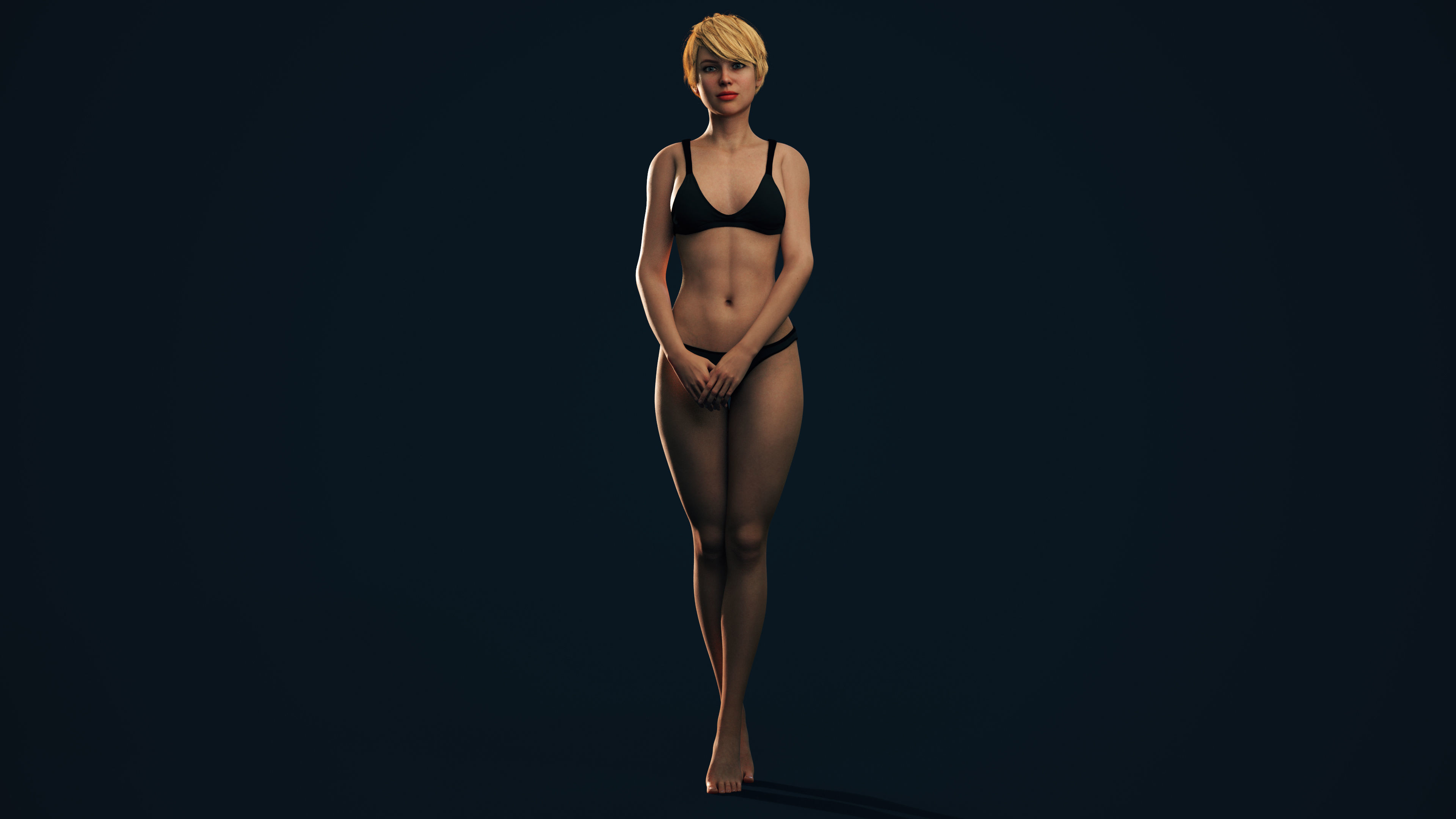 Rigged Female Model with Facial Blend shapes Low-poly 3D model_1