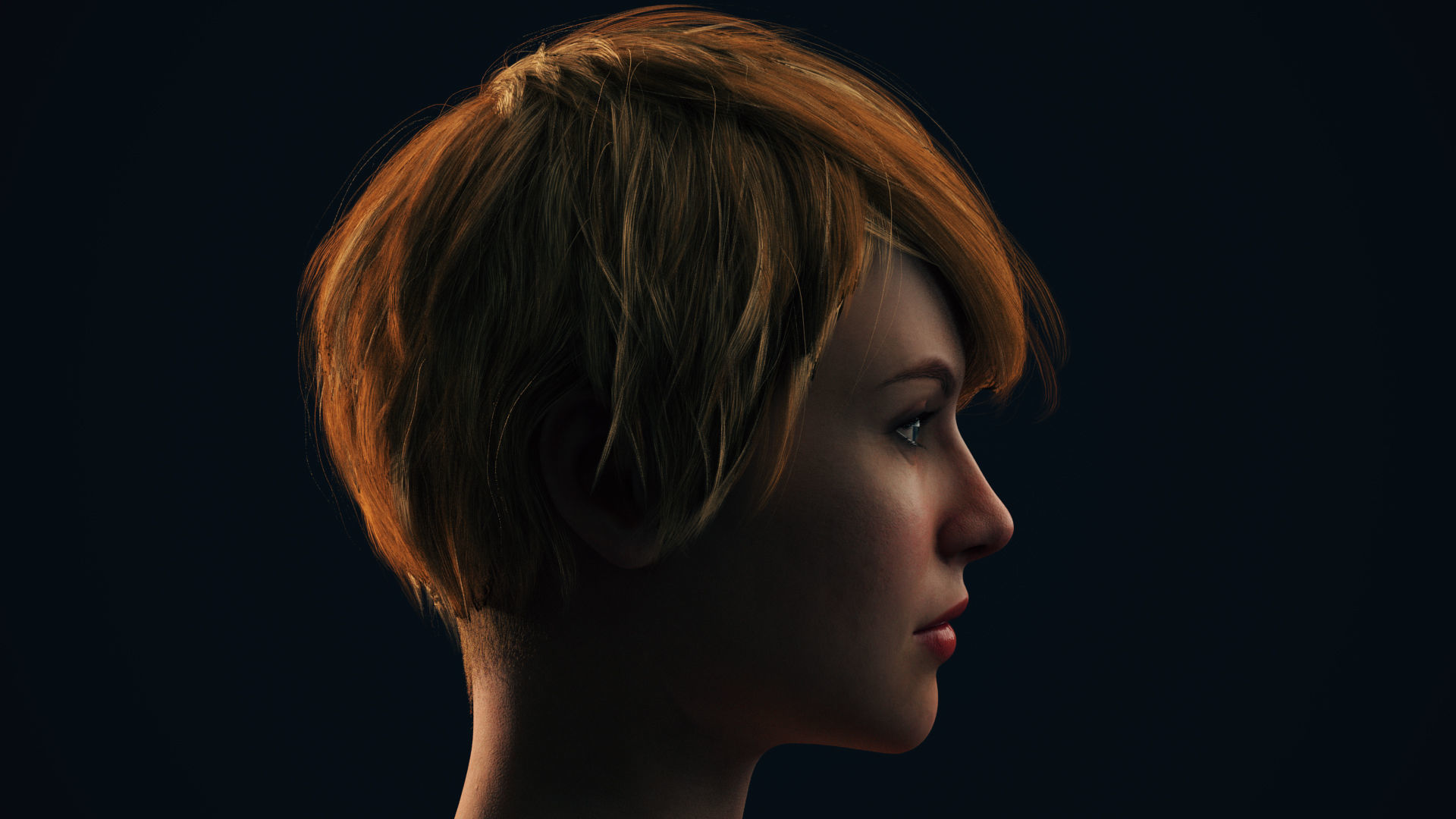 Rigged Female Model with Facial Blend shapes Low-poly 3D model_5