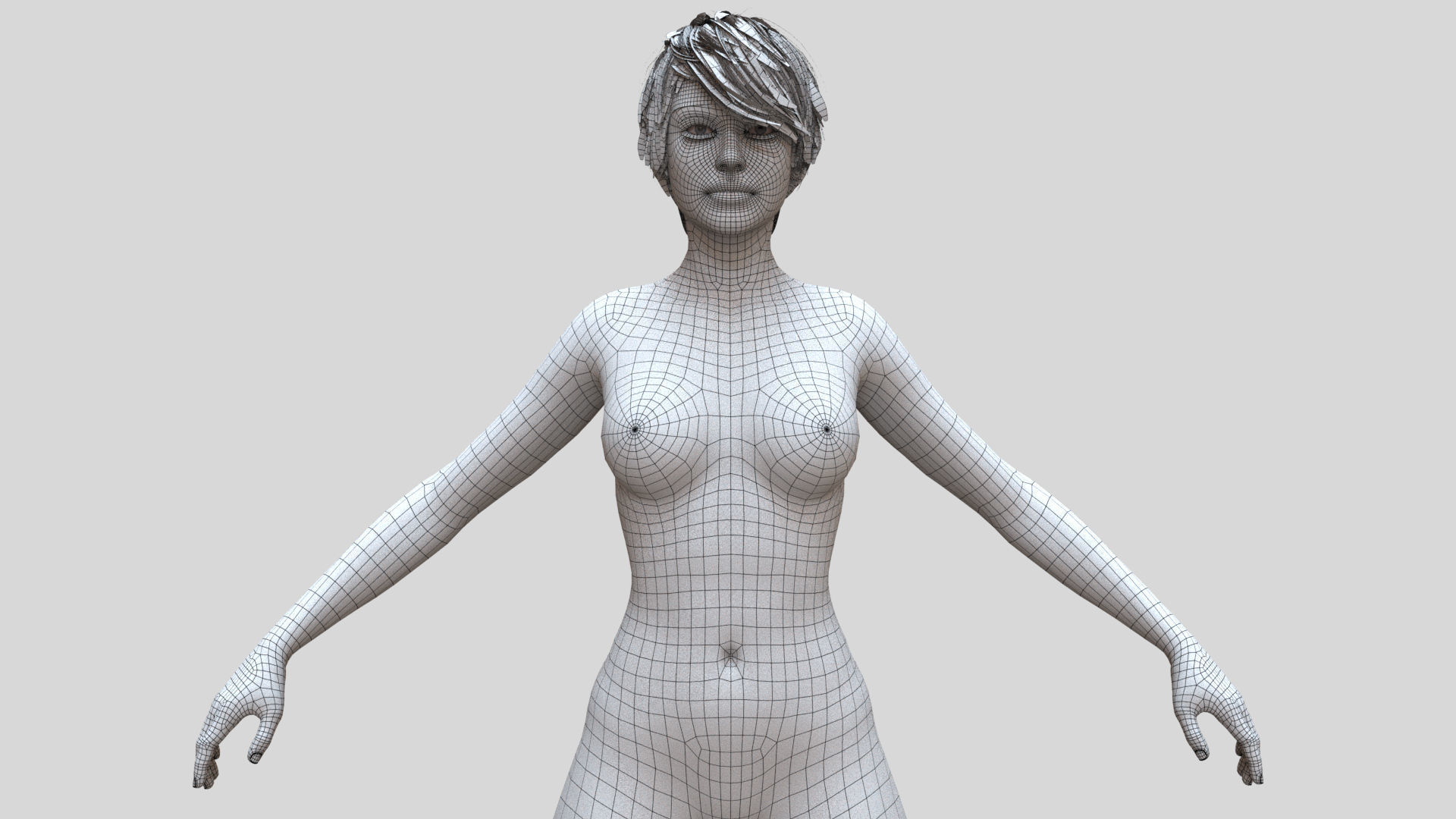 Rigged Female Model with Facial Blend shapes Low-poly 3D model_8