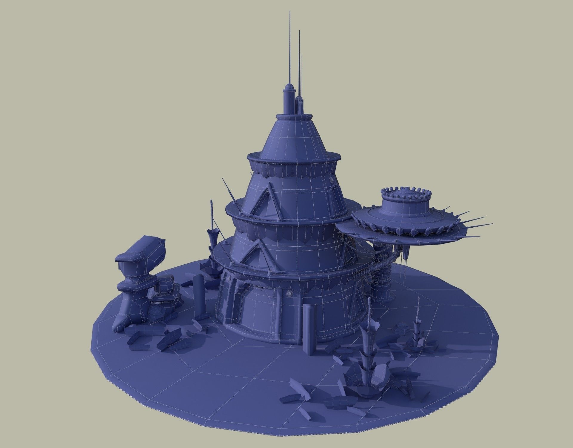 Stylized Alien House  Low-poly 3D model_3