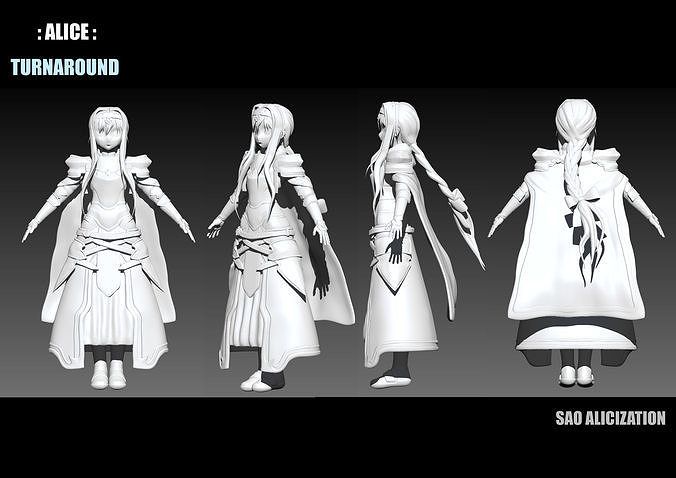 alice 3D model T pose 3D print model