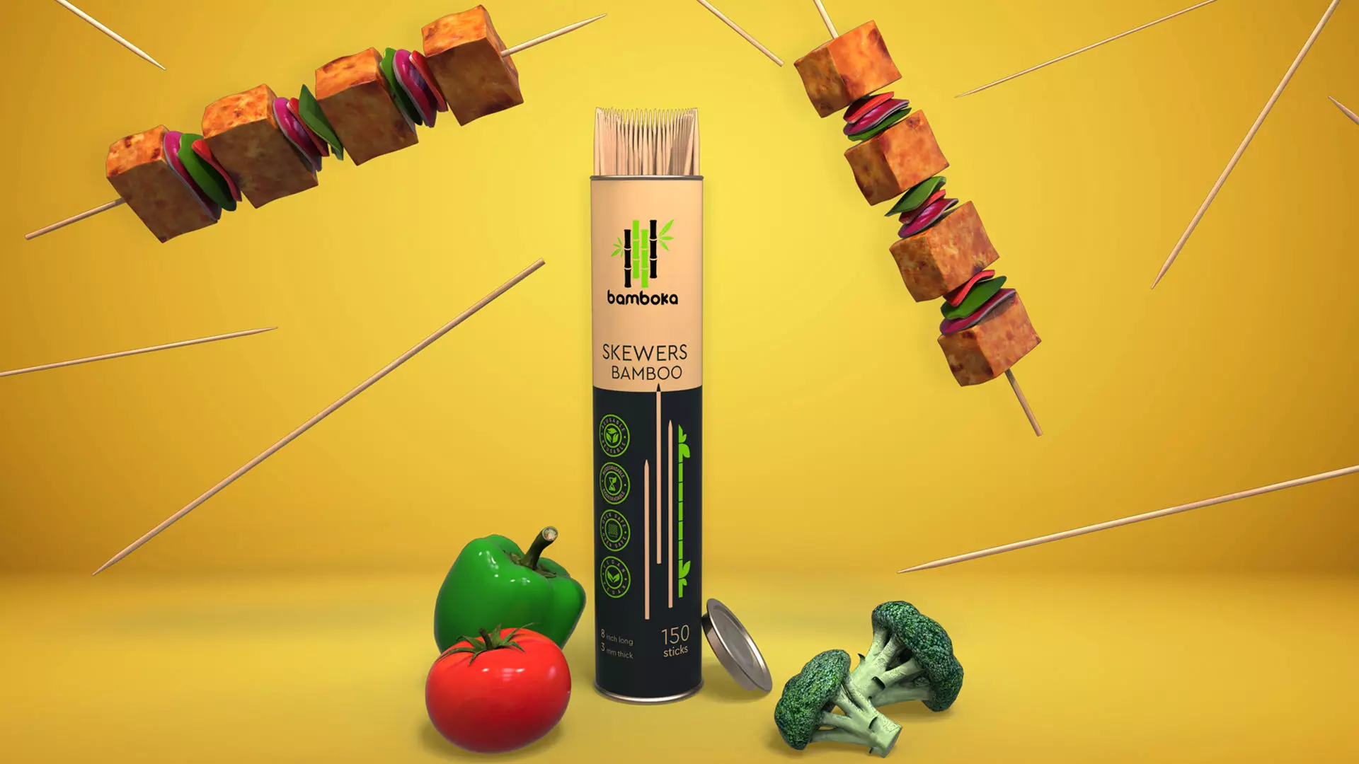 Skewers with Fruits and vegetables low poly props Low-poly 3D model_0