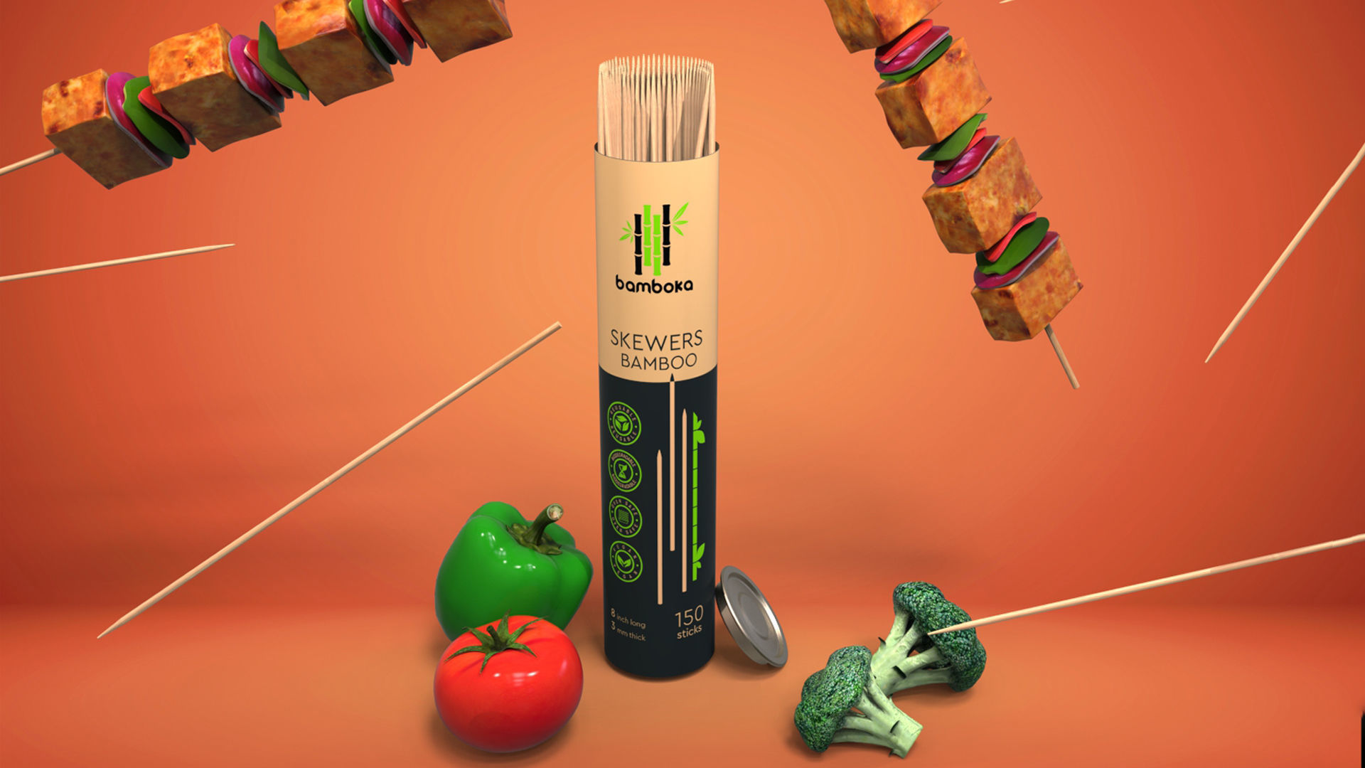 Skewers with Fruits and vegetables low poly props Low-poly 3D model_3
