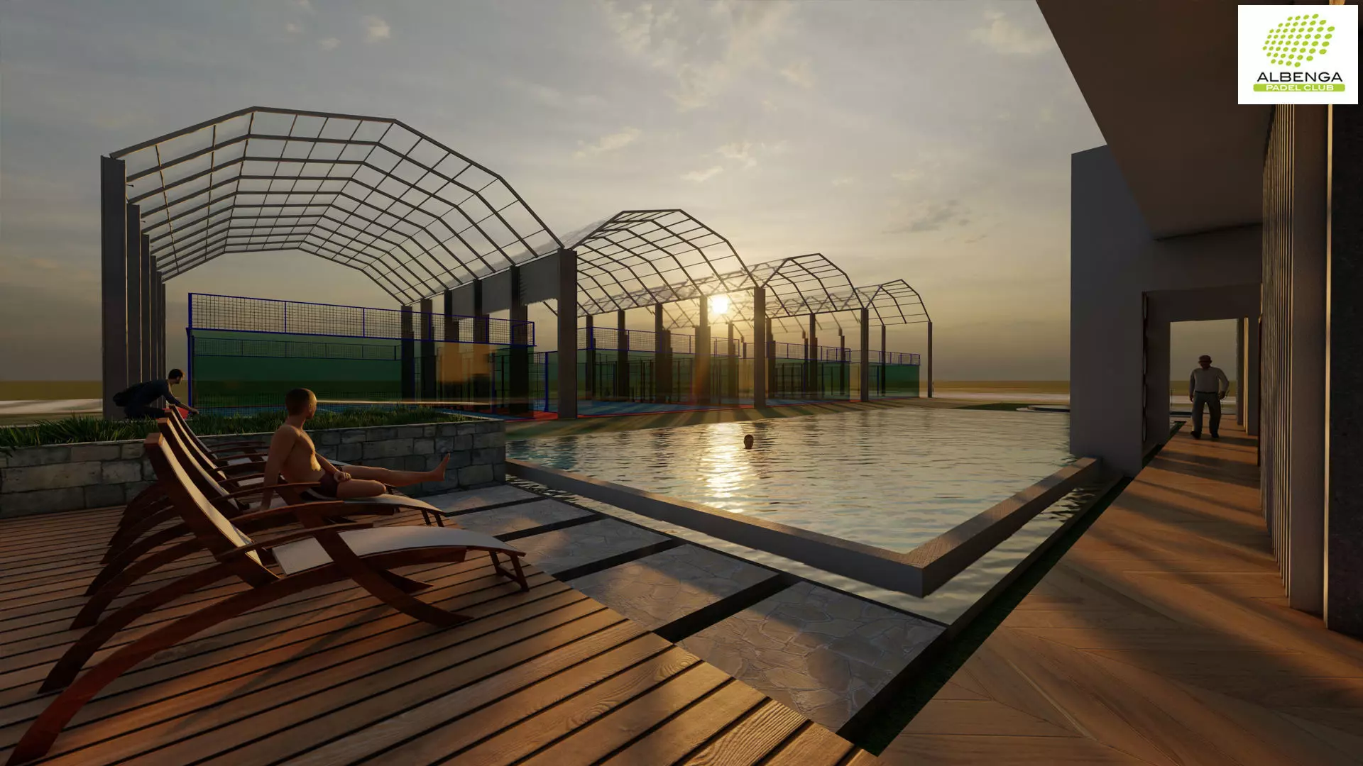 Padel Court along with a Club House 3D Model 3D model