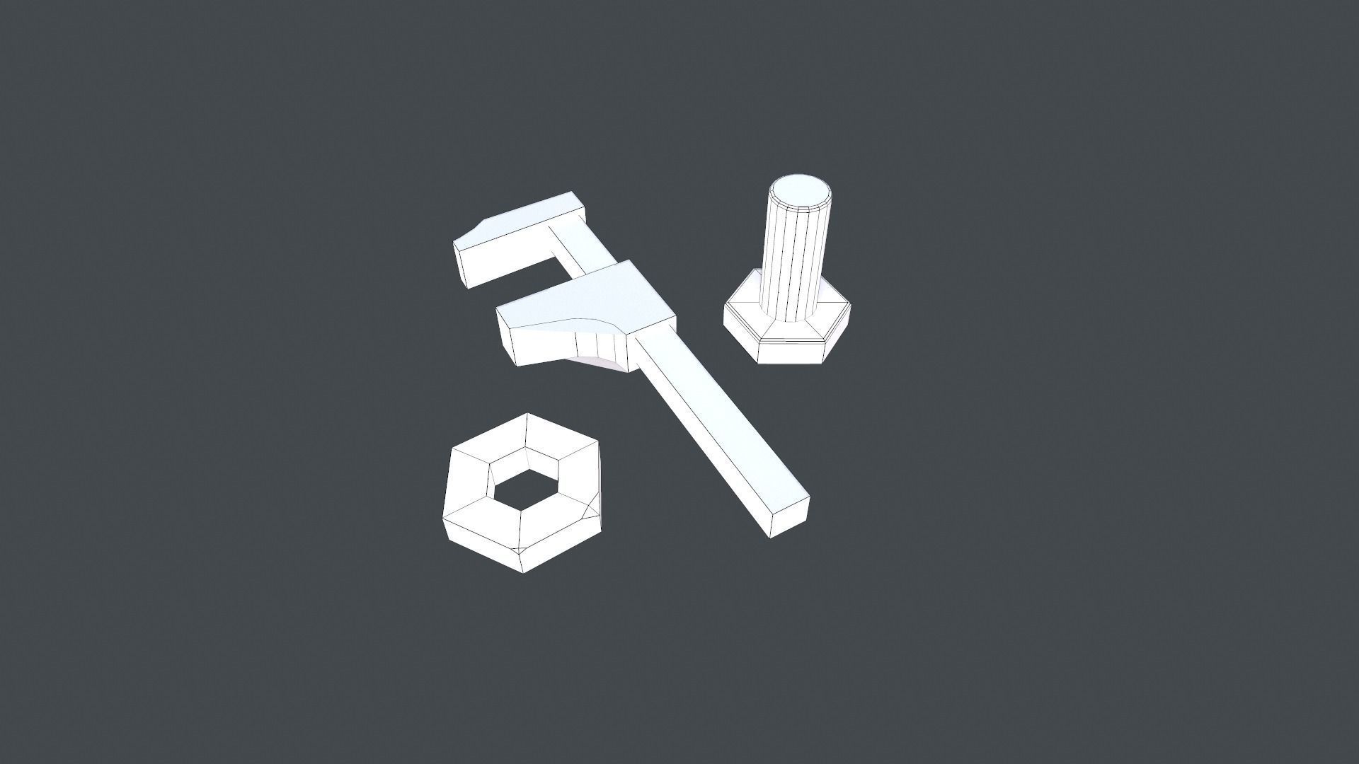 Tools hammer Low-poly 3D model_1