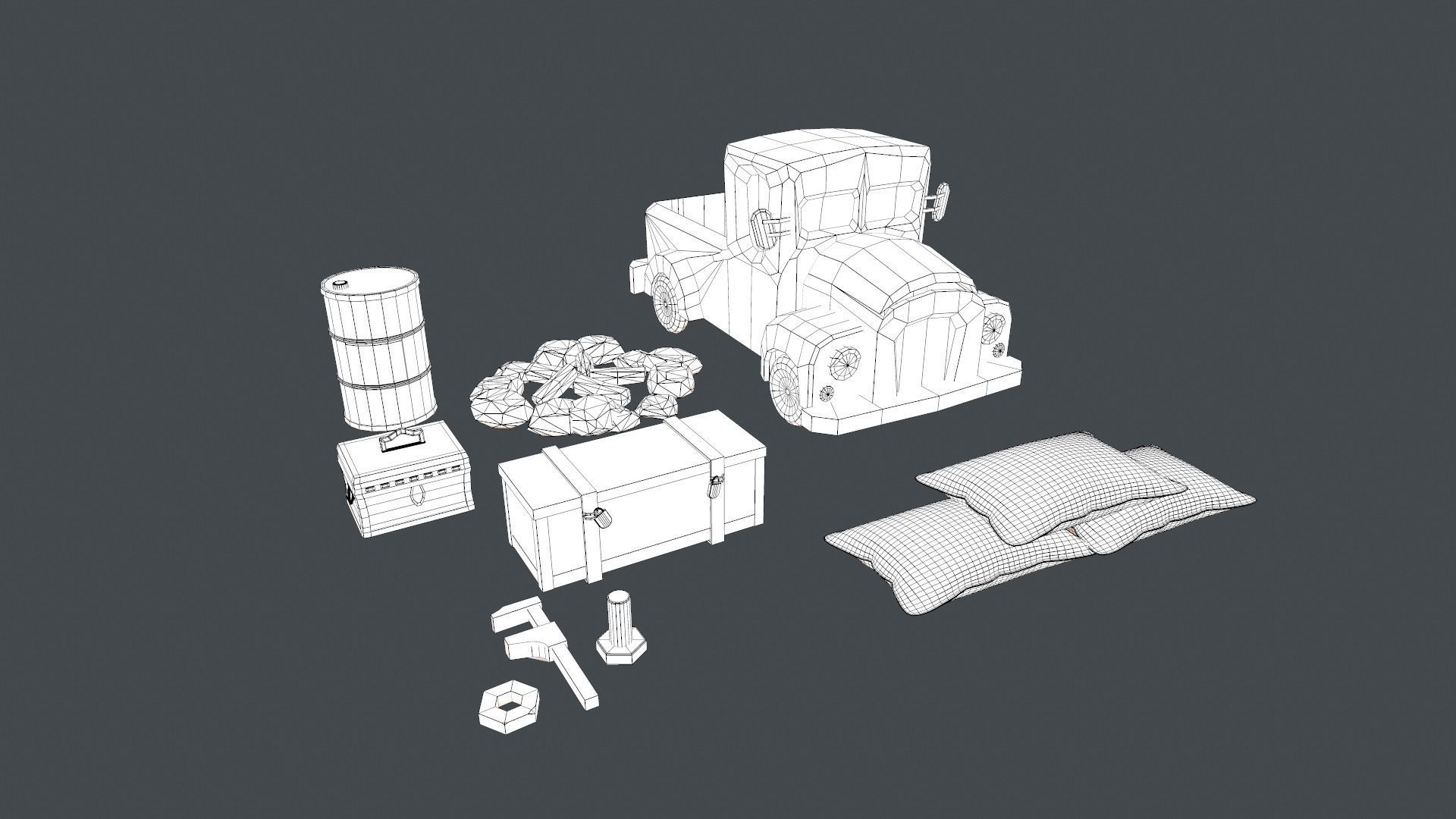 War Scene Assets Low-poly 3D model_1