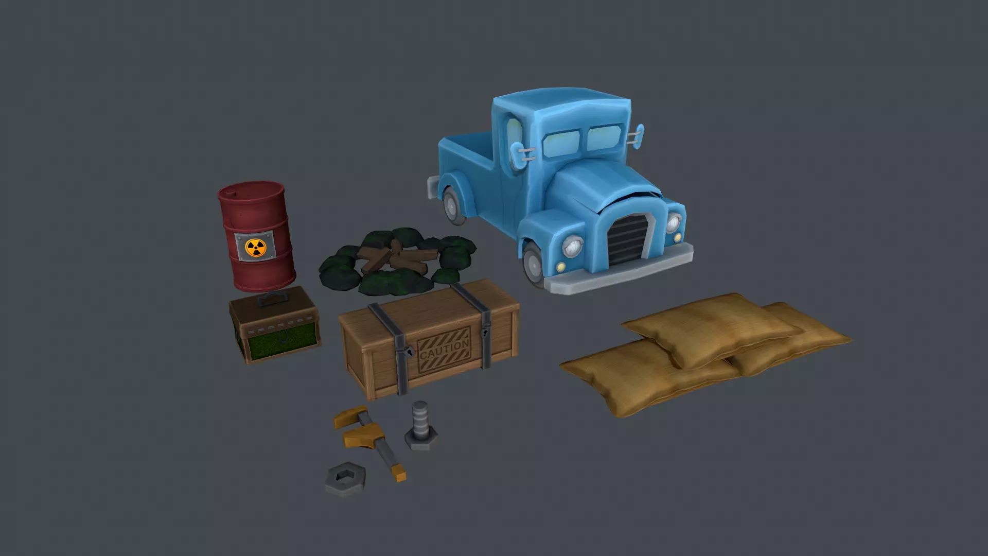 War Scene Assets Low-poly 3D model_0