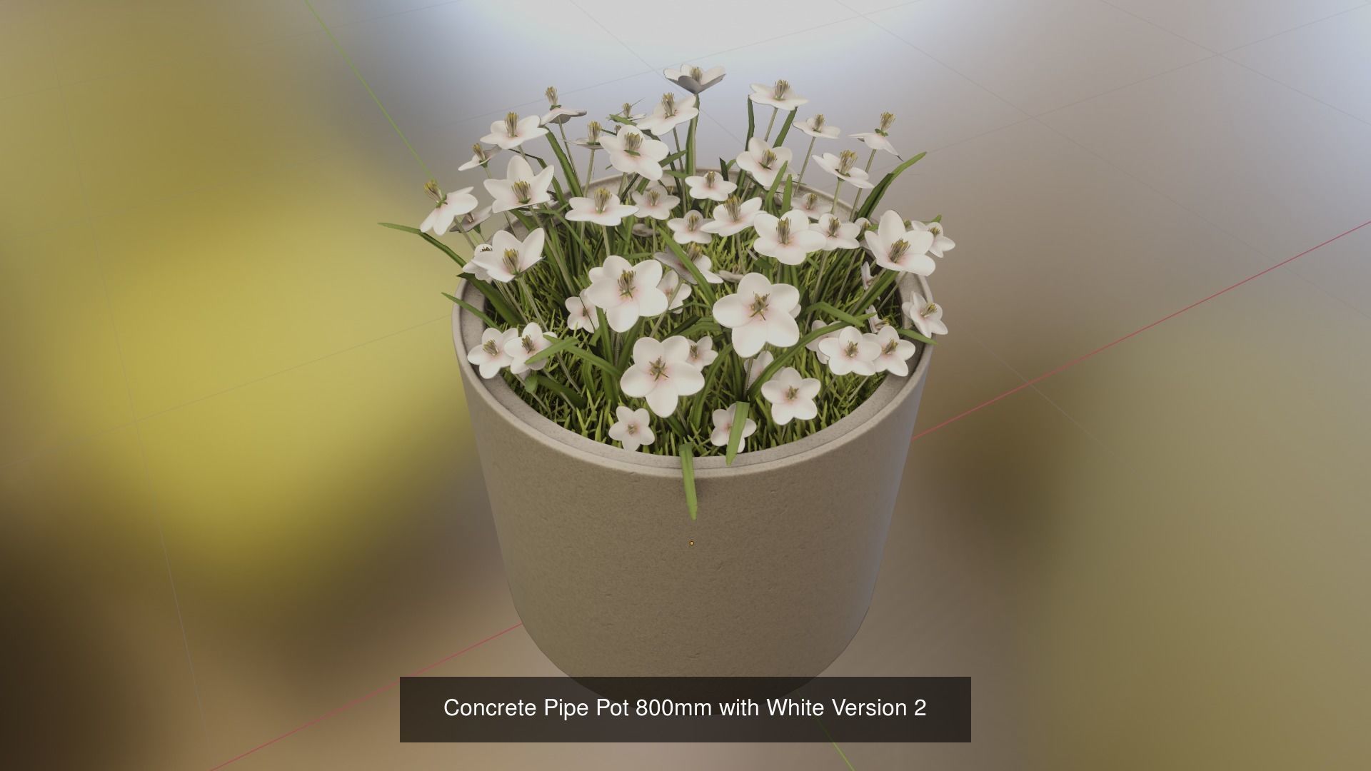 Concrete Pipe Pots With White Flowers 3D Model Collection_7
