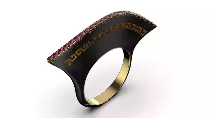 3D model Twist Plate Ring with Greek Ornament