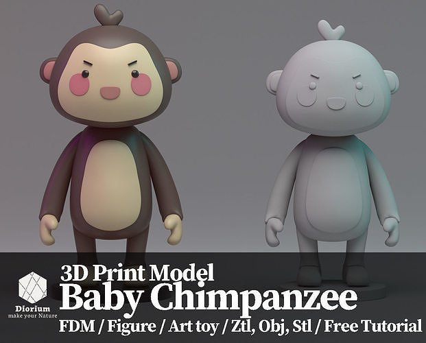 Baby chimpanzee  Free 3D print model