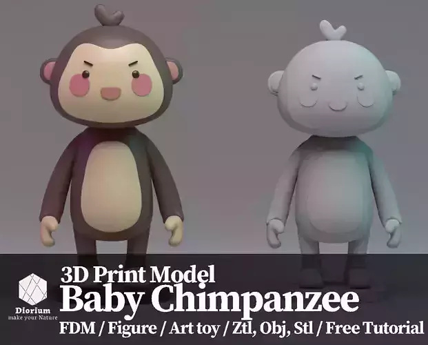 Baby chimpanzee  Free 3D print model